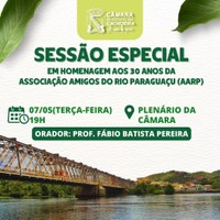 Câmara da Cachoeira realiza Sessão Especial em homenagem ao 30 anos da Associação Amigos do Rio Paraguaçu   